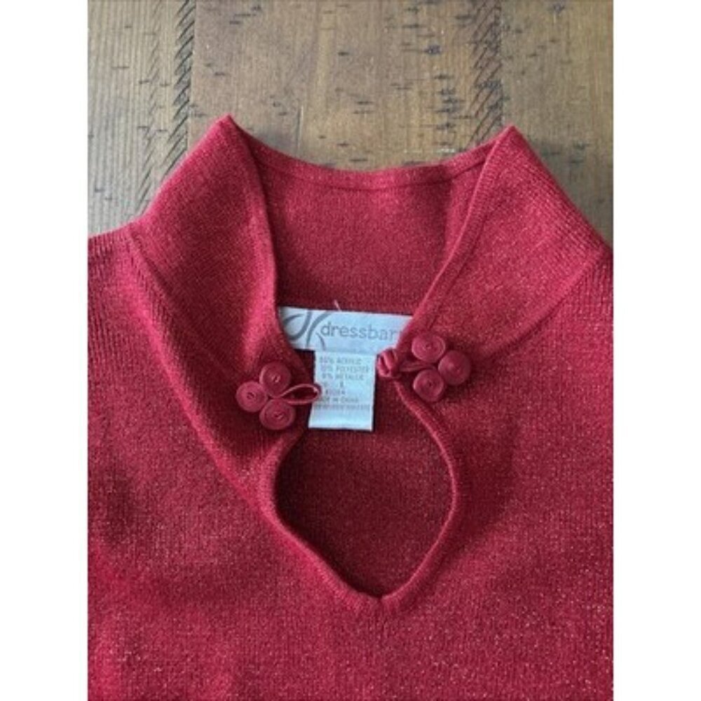 Dressbarn Red Metallic Sweater Size Large Slim Fitted - Picture 4 of 6